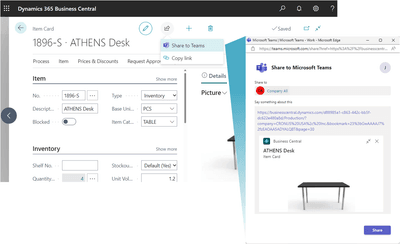 How does Business Central integrate with Teams