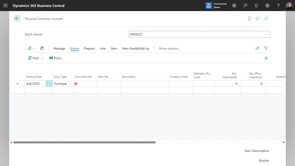 Business Central Standard (No Seamless Barcode Integration)