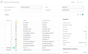 Warehouse Insight Device Menus