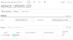 Ad Hoc Move Update Lot Number