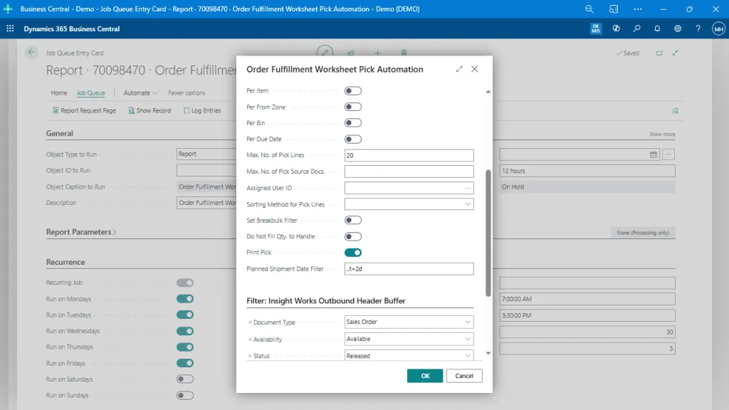 Automate Picks from the Order Fulfillment Worksheet