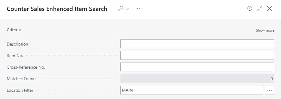 Counter Sales Enhanced Item Search