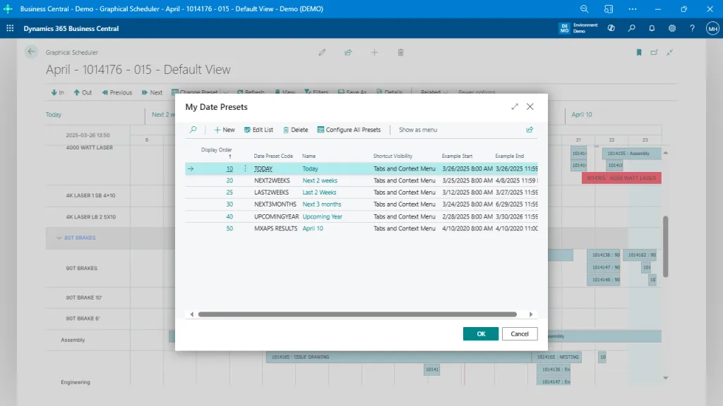 Customize Date Presets for Faster Navigation