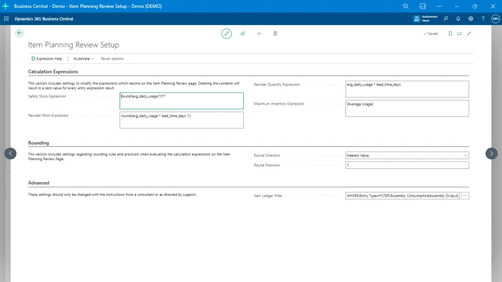 Advanced Planning Variables