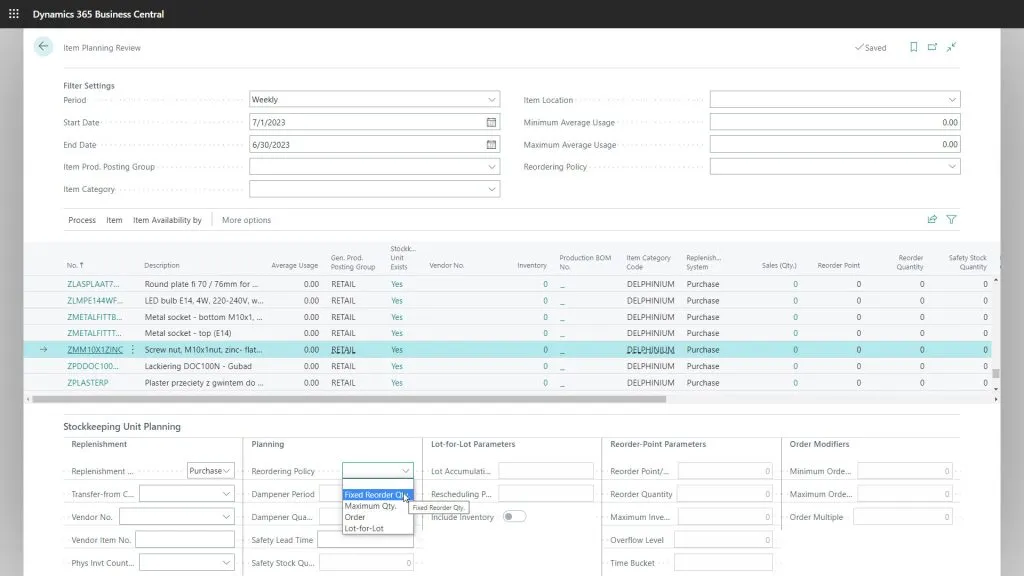 Item Planning Review for Business Central