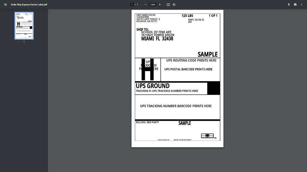 Order Ship Express Shipping Label