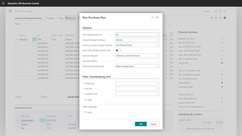 Planning Flexibility in Business Central - Purchase Plan