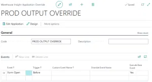 Warehouse Insight Application Override