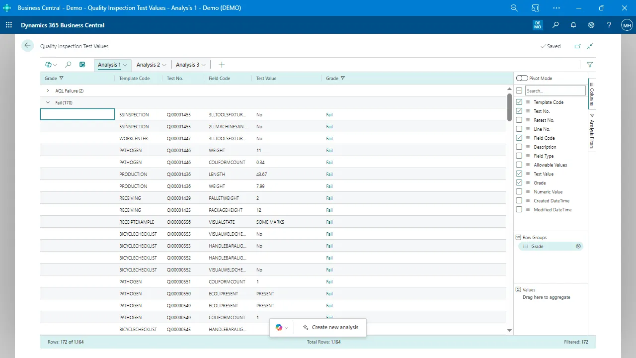 Business Central’s Quality Inspector - Quality Inspection Test Values