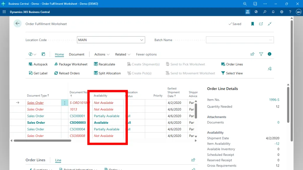 Visualizing Order Availability at a Glance