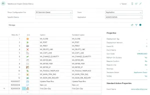 Warehouse Insight Device Menu