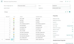 Warehouse insight Device Menu