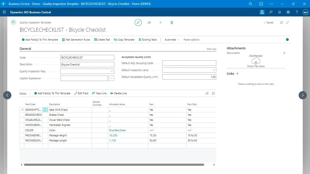 Business Central’s Quality Inspector - Component Inspection Template